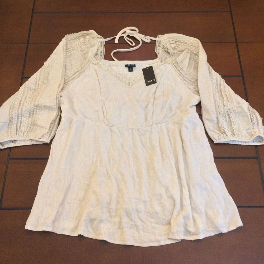 NWT Torrid peplum dot peasant boho 2x blouse festival